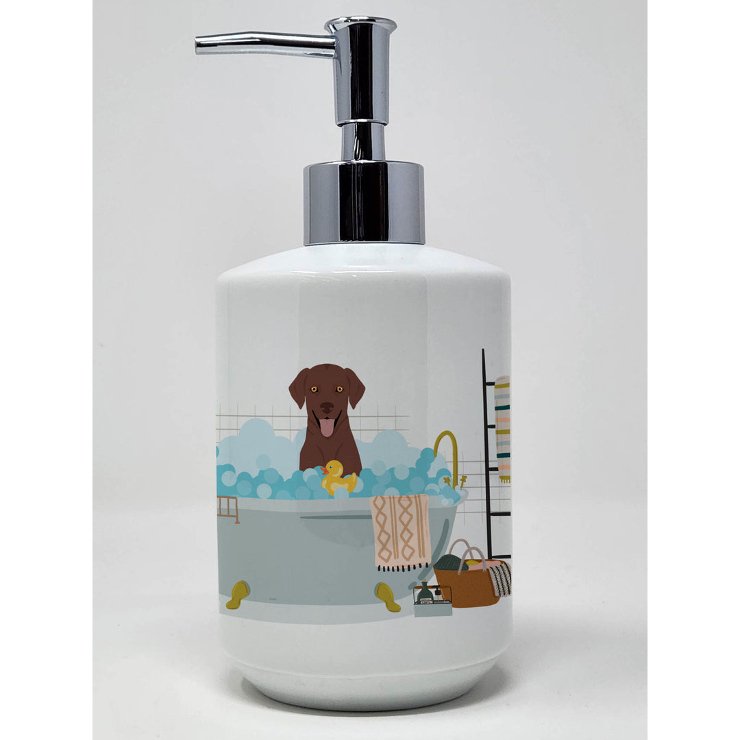 Chocolate Labrador Retriever Ceramic Soap Dispenser Image 1