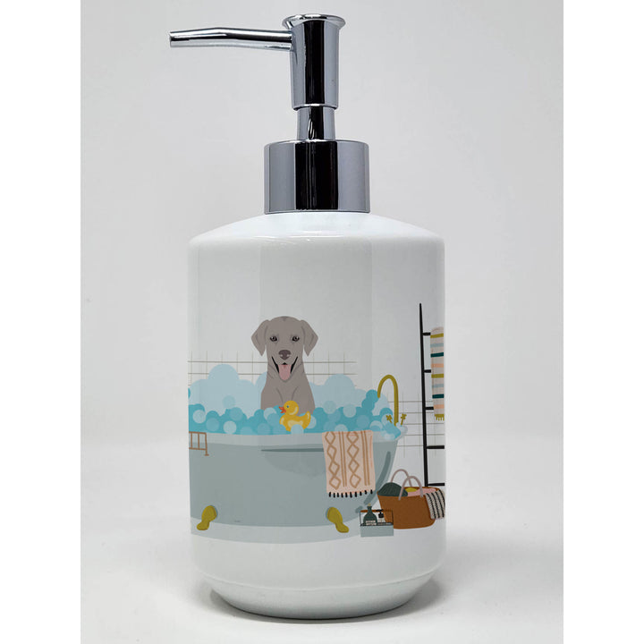 Gray Labrador Retriever Ceramic Soap Dispenser Image 1