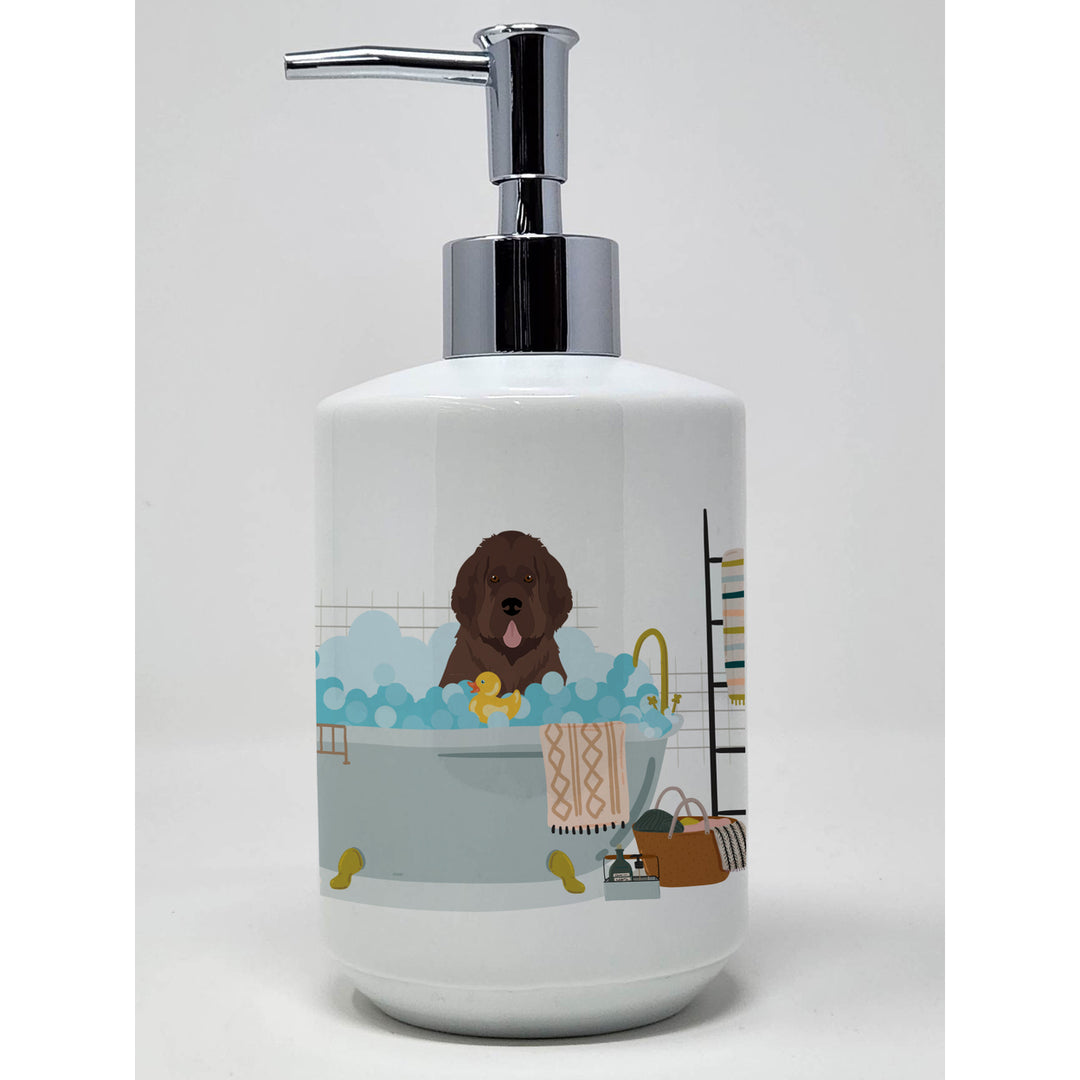 Brown Newfoundland Ceramic Soap Dispenser Image 1