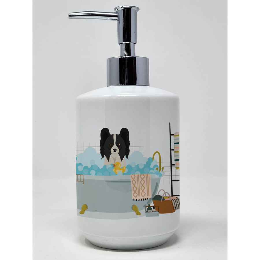 Black and White Papillon Ceramic Soap Dispenser Image 1