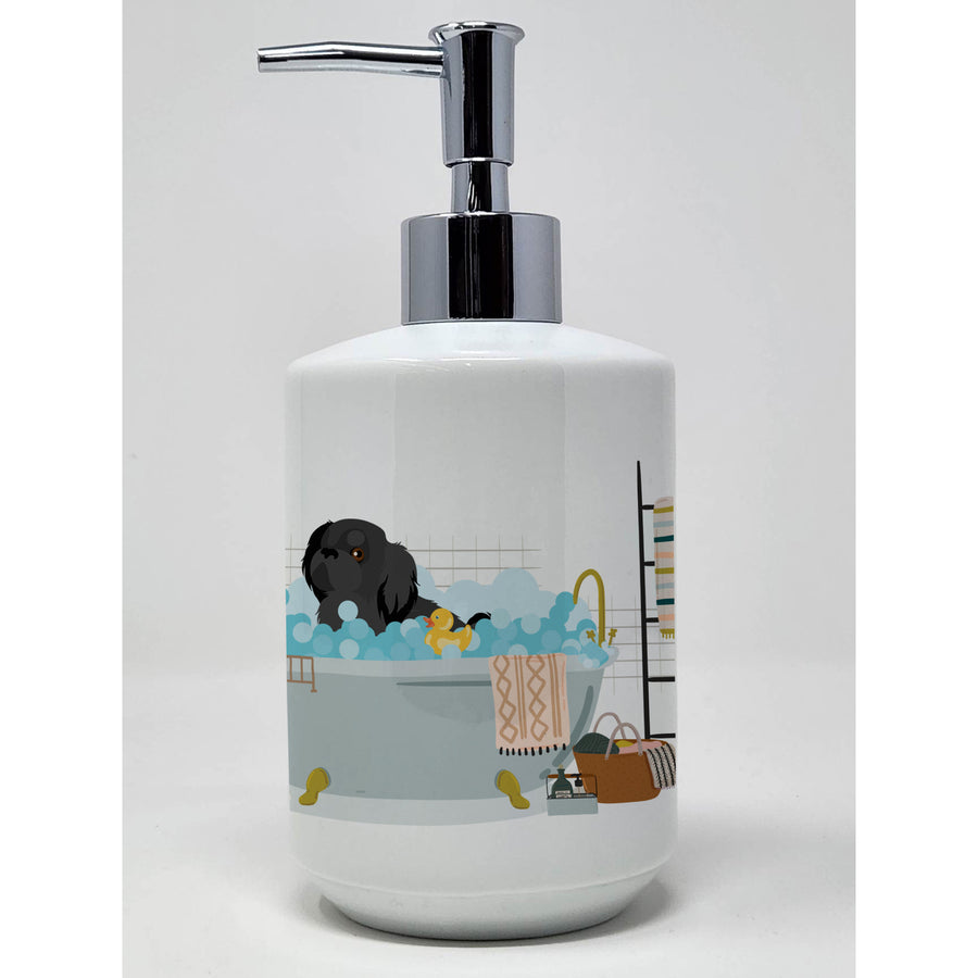 Black Pekingese Ceramic Soap Dispenser Image 1