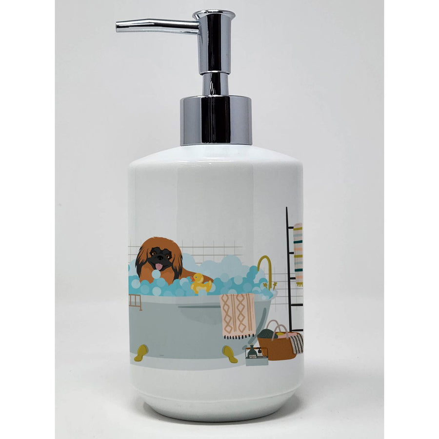 Red Pekingese Ceramic Soap Dispenser Image 1