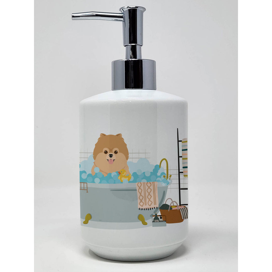 Orange Pomeranian Ceramic Soap Dispenser Image 1