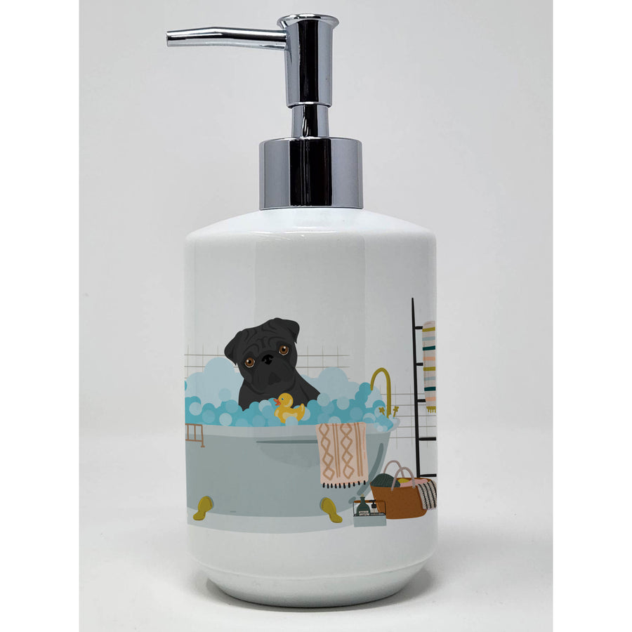 Black Pug Ceramic Soap Dispenser Image 1