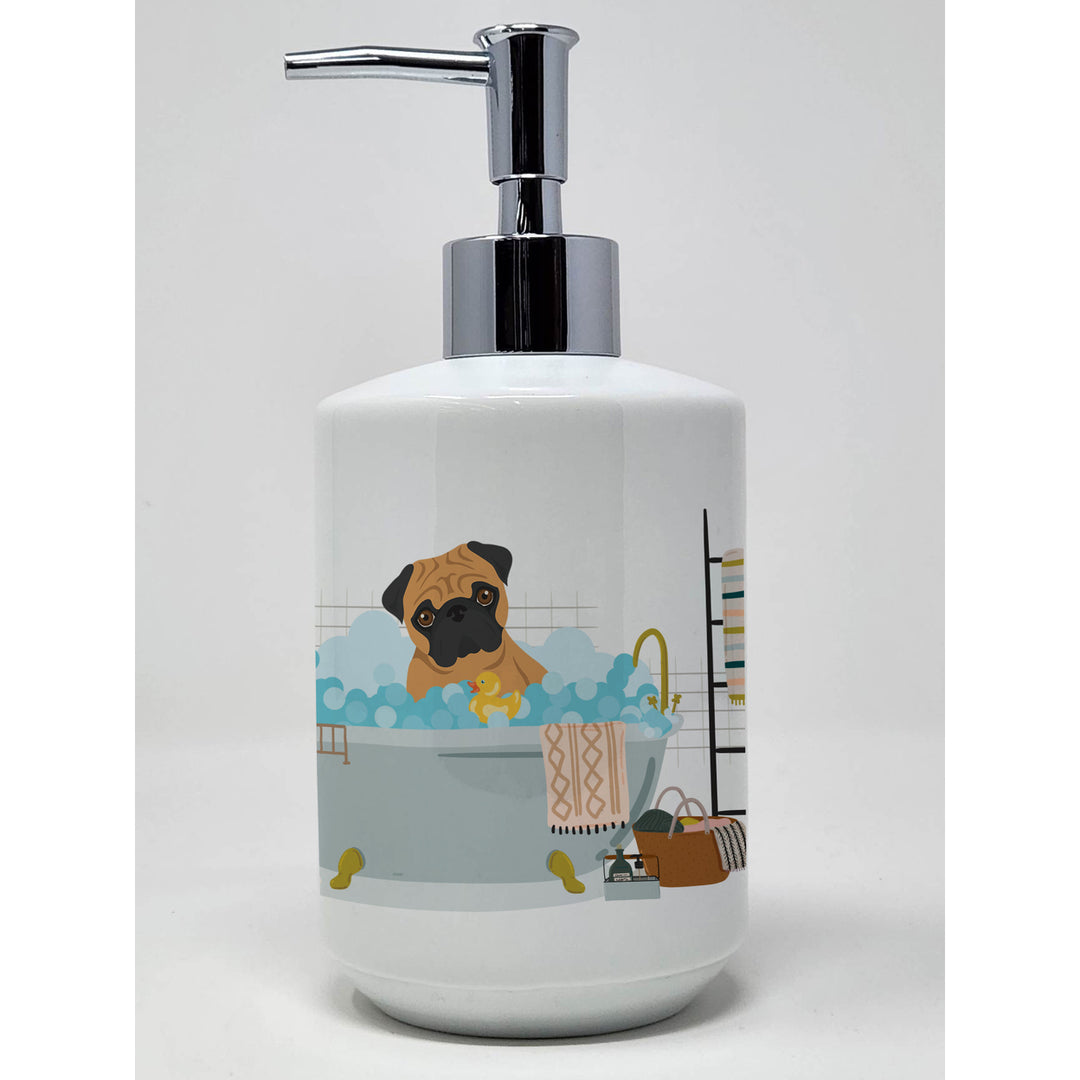 Apricot Pug Ceramic Soap Dispenser Image 1