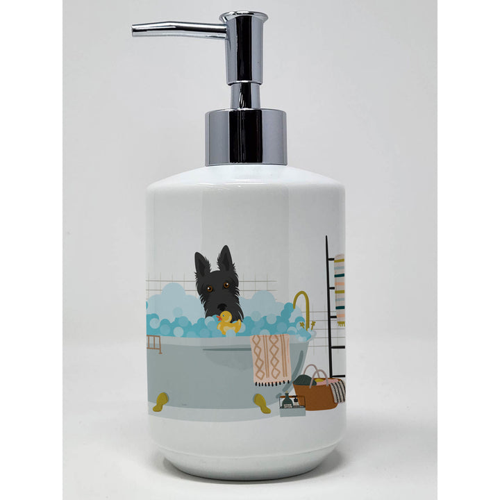 Black Scottish Terrier Ceramic Soap Dispenser Image 1