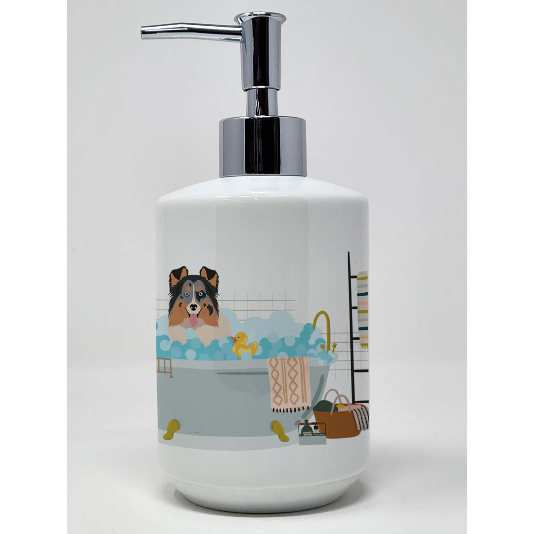 Blue Merle Sheltie Ceramic Soap Dispenser Image 1