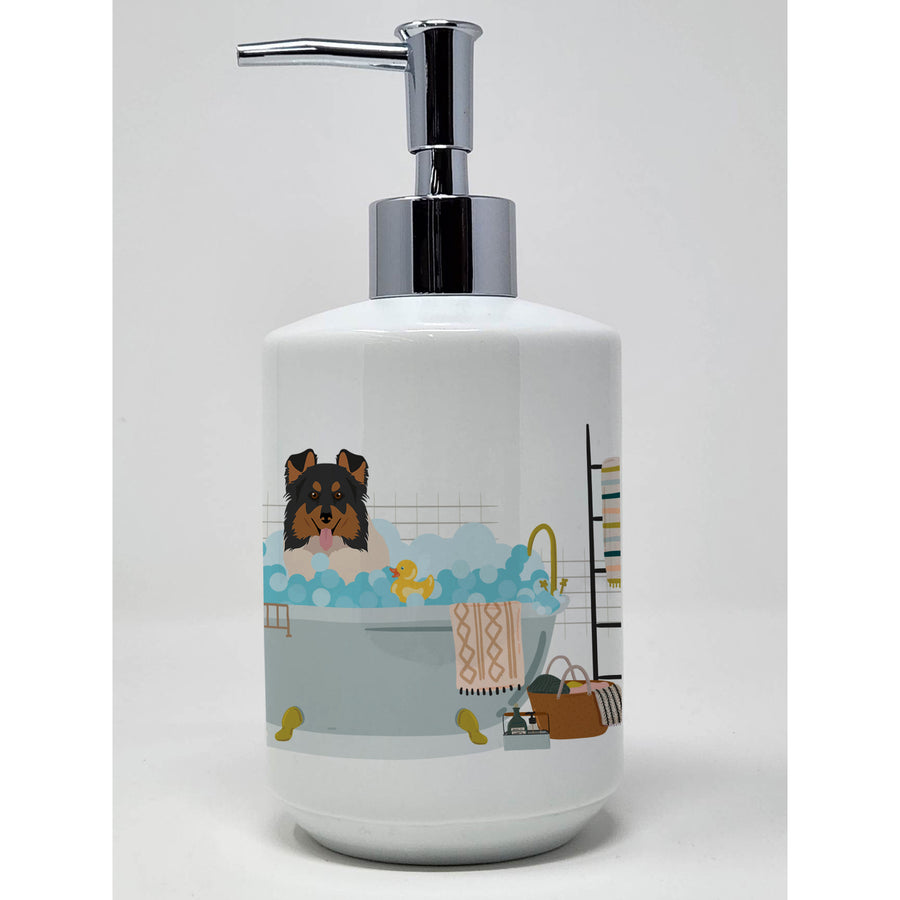 Tricolor Sheltie Ceramic Soap Dispenser Image 1