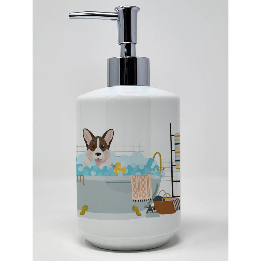 Brindle Cardigan Corgi Ceramic Soap Dispenser Image 1