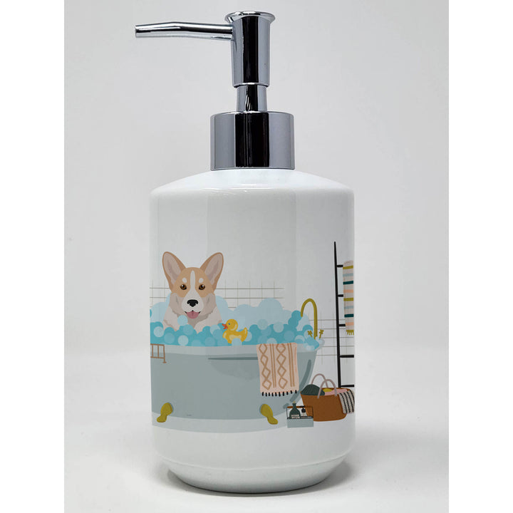 Fawn Cardigan Corgi Ceramic Soap Dispenser Image 1