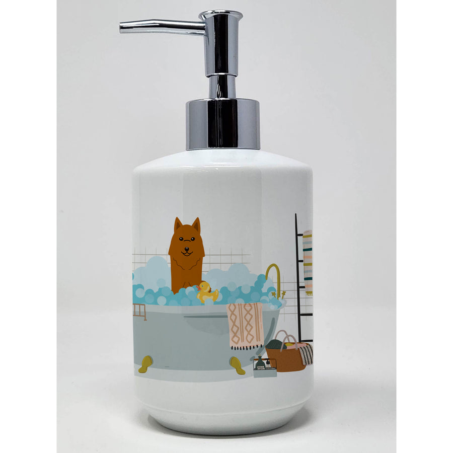 Karelian Bear Dog in Bathtub Ceramic Soap Dispenser Image 1