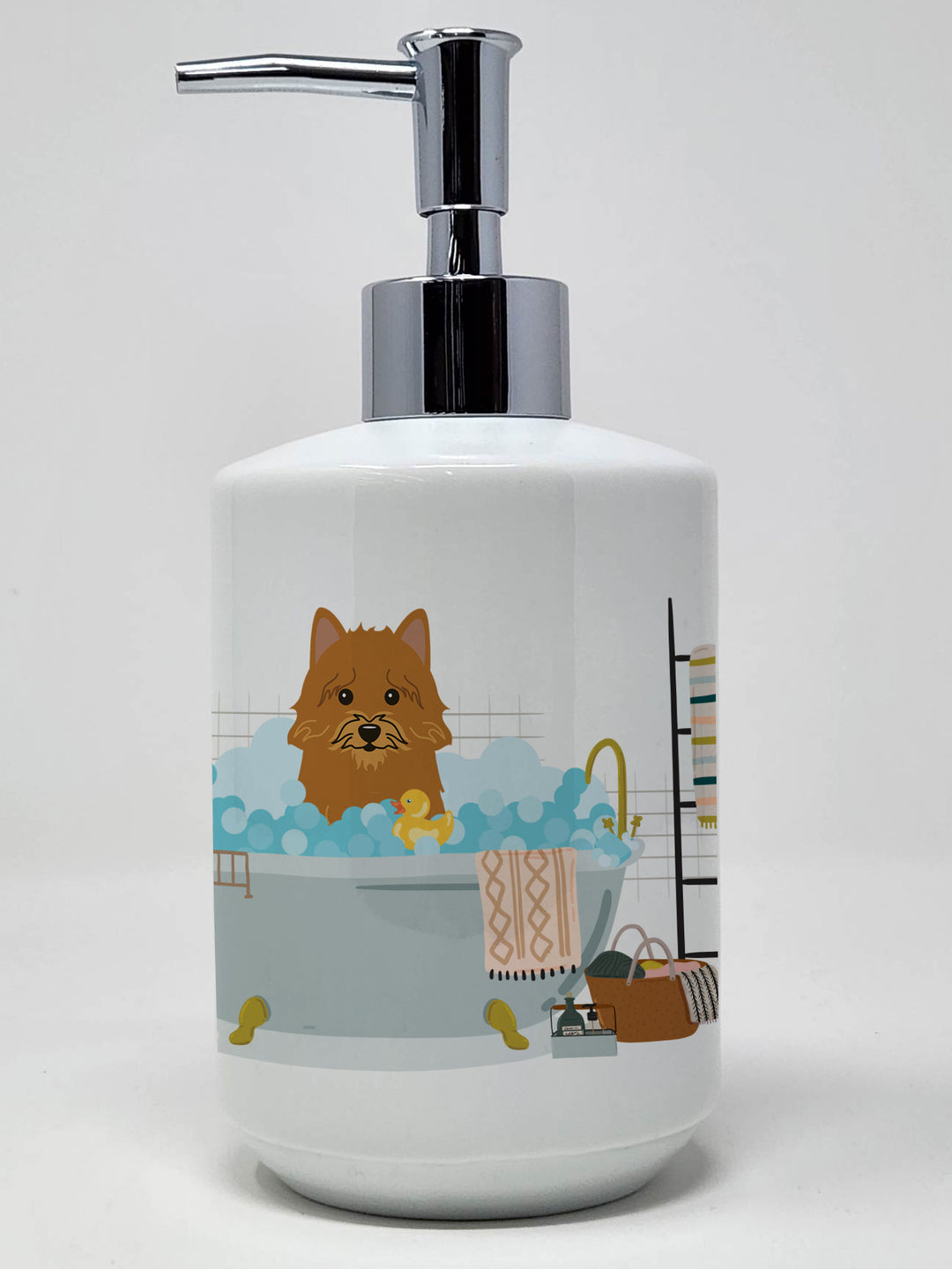 Norwich Terrier in Bathtub Ceramic Soap Dispenser Image 1