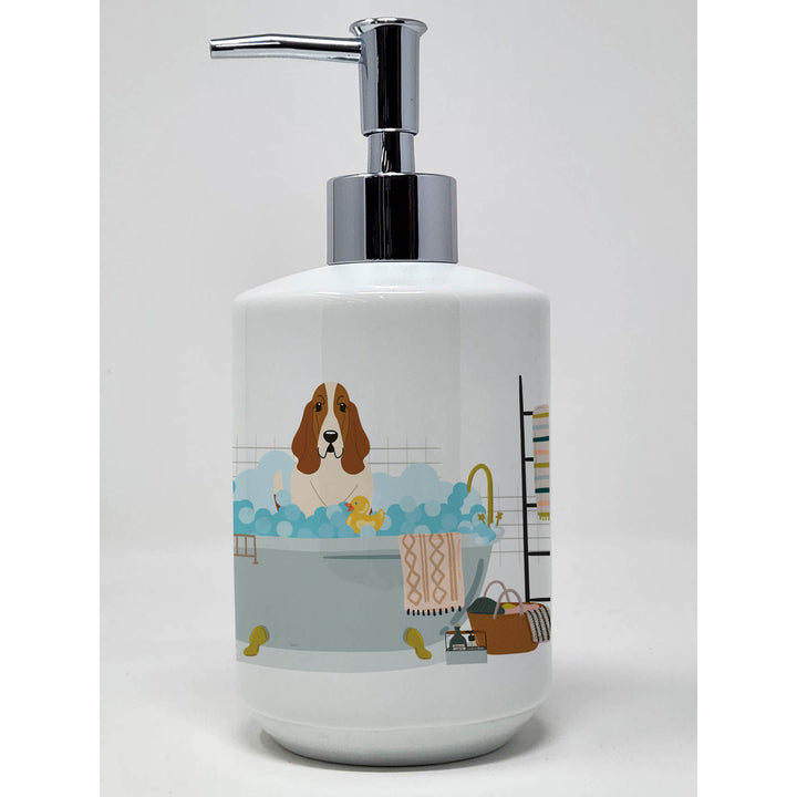 Basset Hound in Bathtub Ceramic Soap Dispenser Image 1