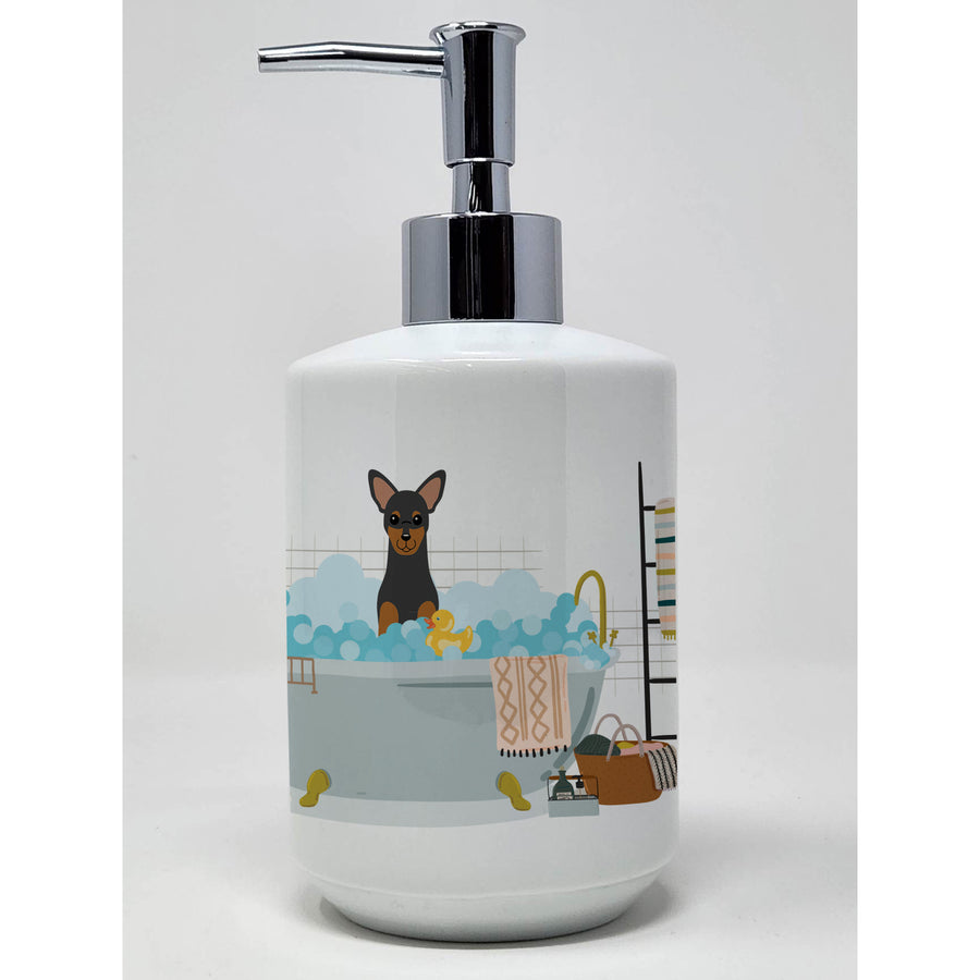 Manchester Terrier in Bathtub Ceramic Soap Dispenser Image 1