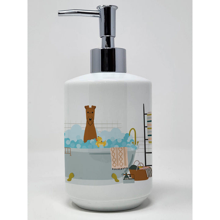 Irish Terrier in Bathtub Ceramic Soap Dispenser Image 1