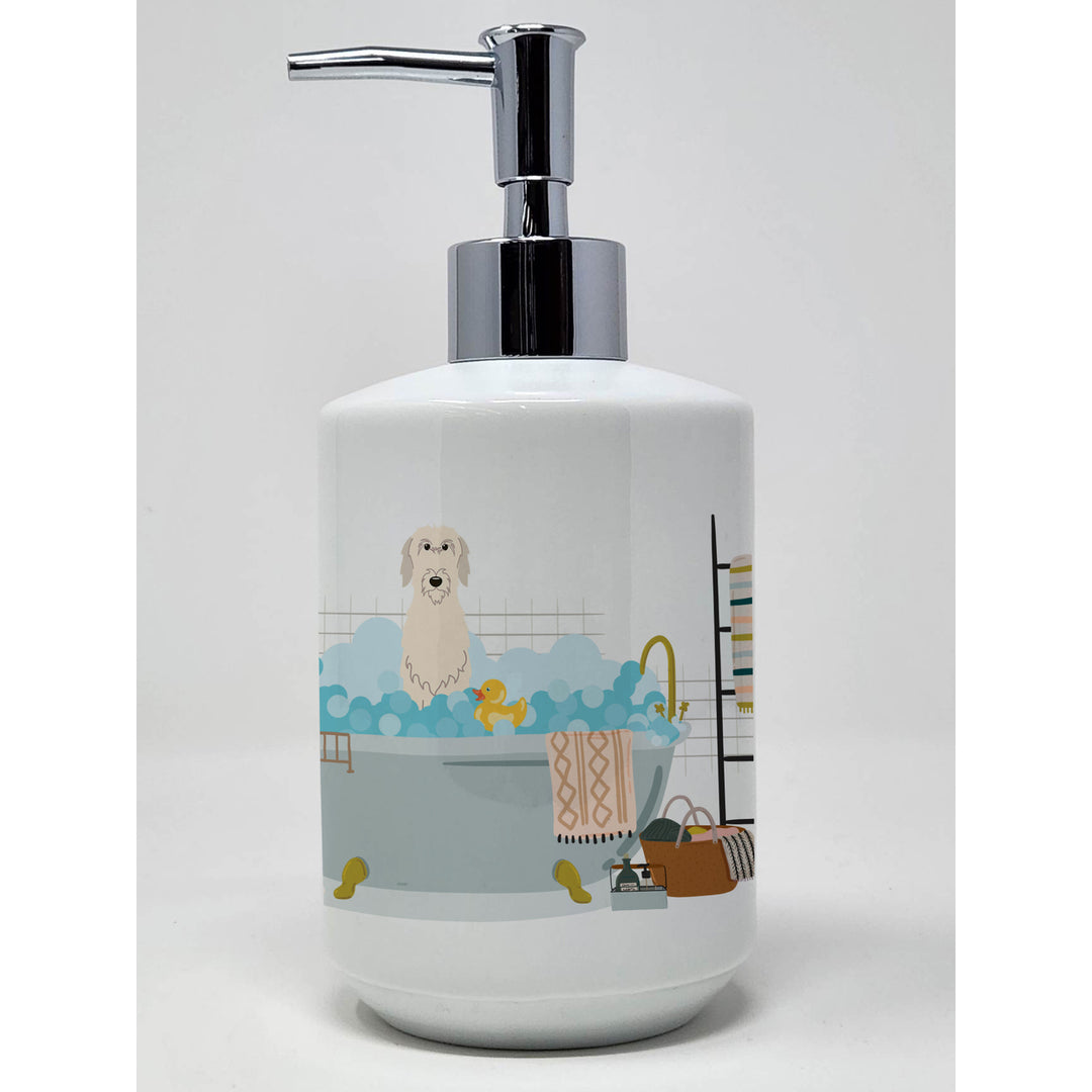 Irish Wolfhound in Bathtub Ceramic Soap Dispenser Image 1