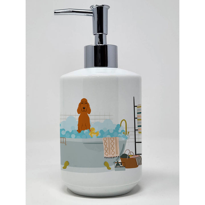 Irish Setter in Bathtub Ceramic Soap Dispenser Image 1