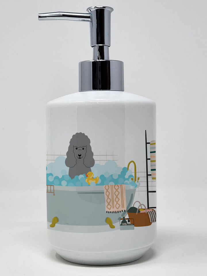 Silver Poodle in Bathtub Ceramic Soap Dispenser Image 1