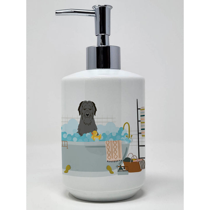 Black Briard in Bathtub Ceramic Soap Dispenser Image 1