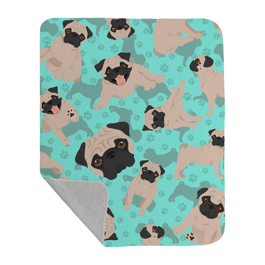 Fawn Pug Quilted Blanket 50x60 Image 1