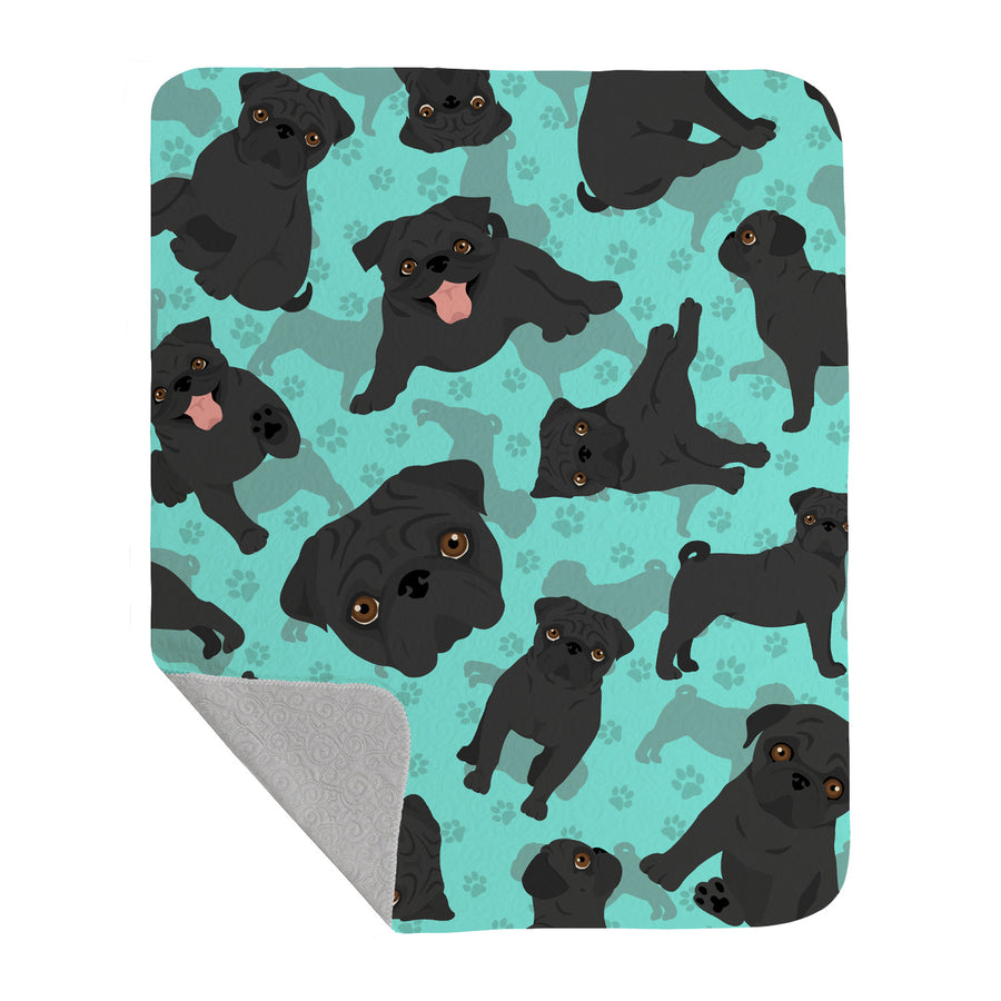 Black Pug Quilted Blanket 50x60 Image 1