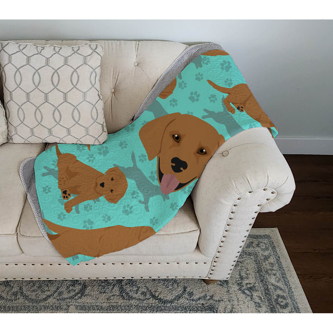 Red Fox Labrador Retriever Quilted Blanket 50x60 Image 3