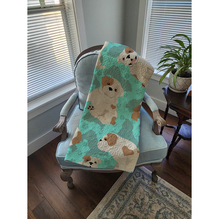 Piebald English Bulldog Quilted Blanket 50x60 Image 4