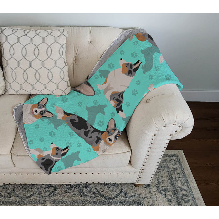 Blue Merle Welsh Cardigan Corgi Quilted Blanket 50x60 Image 3