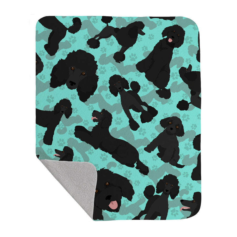 Black Standard Poodle Quilted Blanket 50x60 Image 1