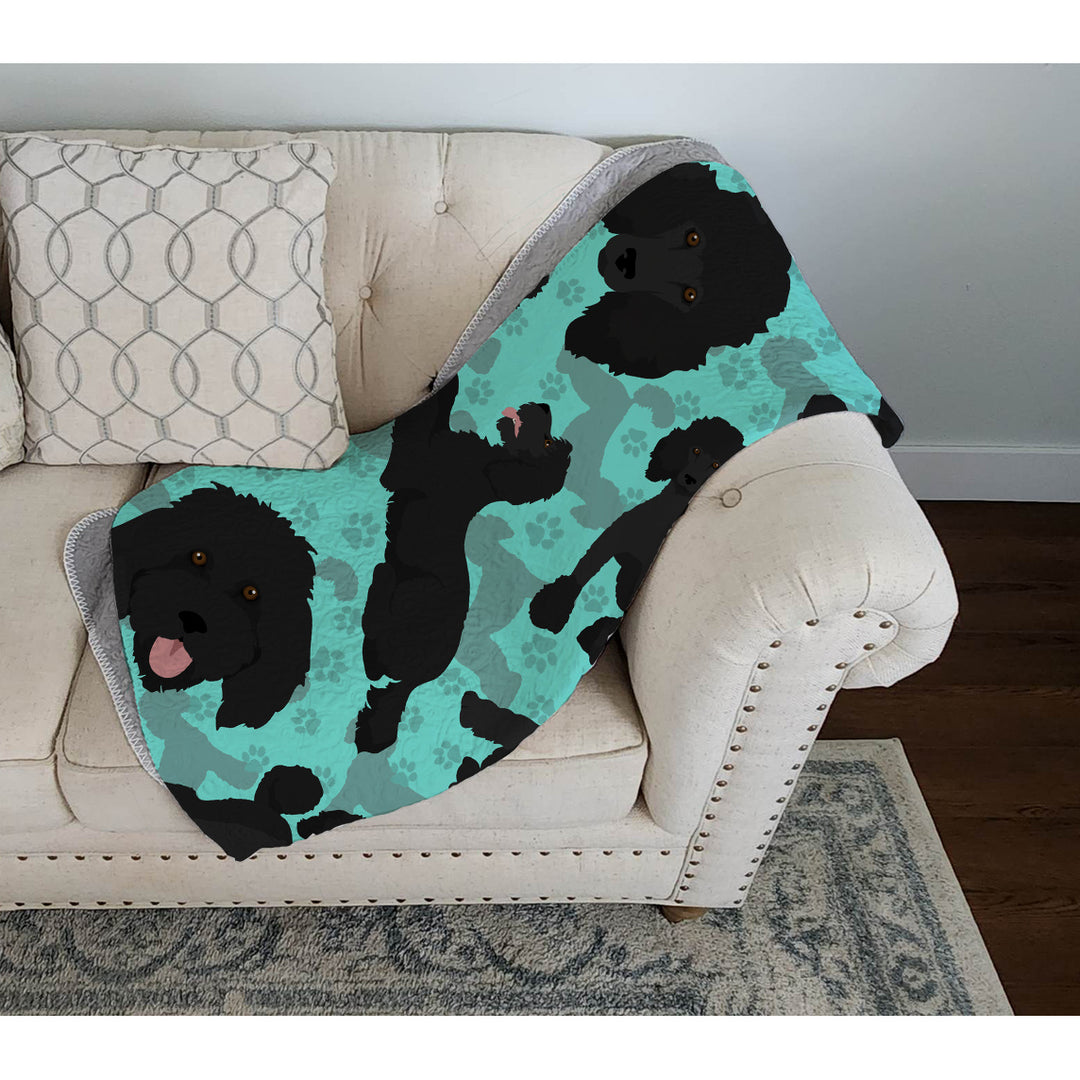 Black Standard Poodle Quilted Blanket 50x60 Image 3