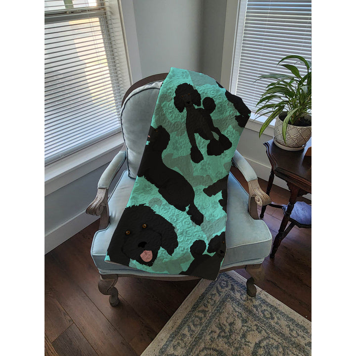 Black Standard Poodle Quilted Blanket 50x60 Image 4