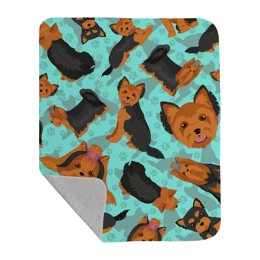 Black and Tan Yorkie Quilted Blanket 50x60 Image 1
