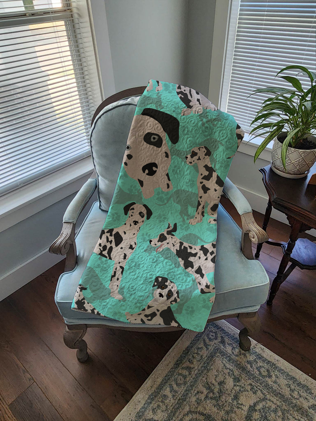 Harlequin Natural Ears Great Dane Quilted Blanket 50x60 Image 4