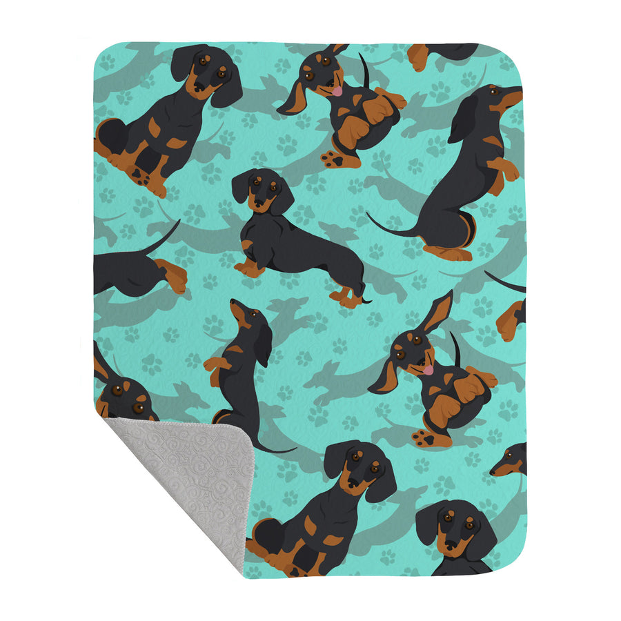 Black and Tan Dachshund Quilted Blanket 50x60 Image 1