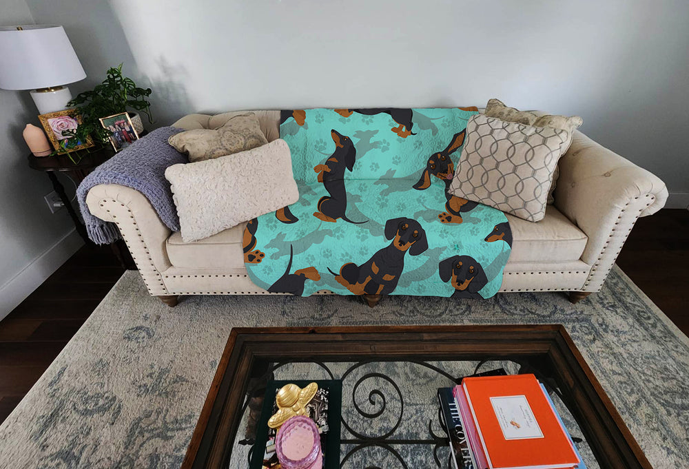 Black and Tan Dachshund Quilted Blanket 50x60 Image 2
