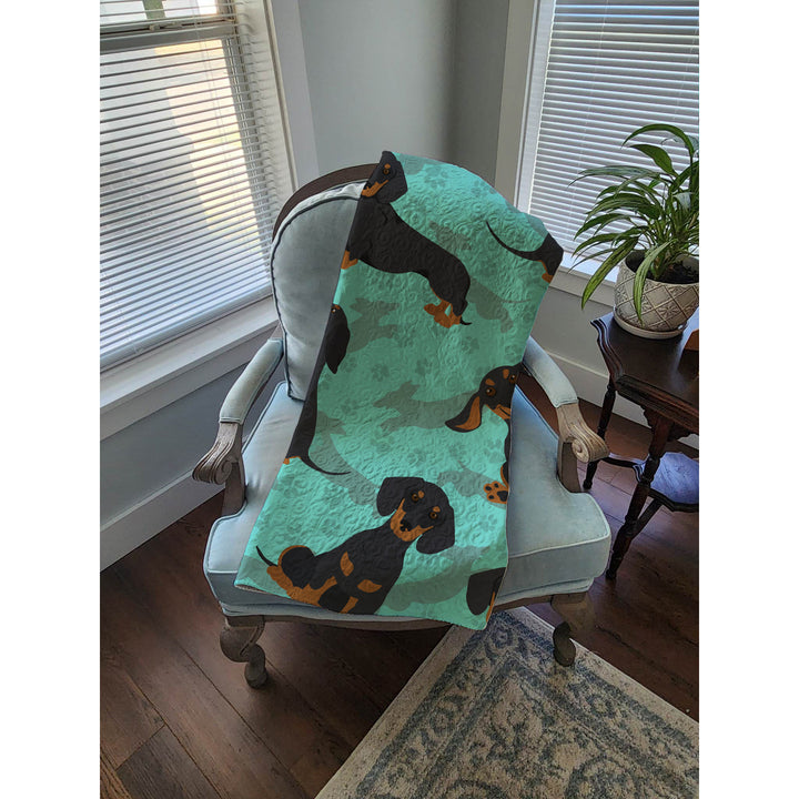 Black and Tan Dachshund Quilted Blanket 50x60 Image 4