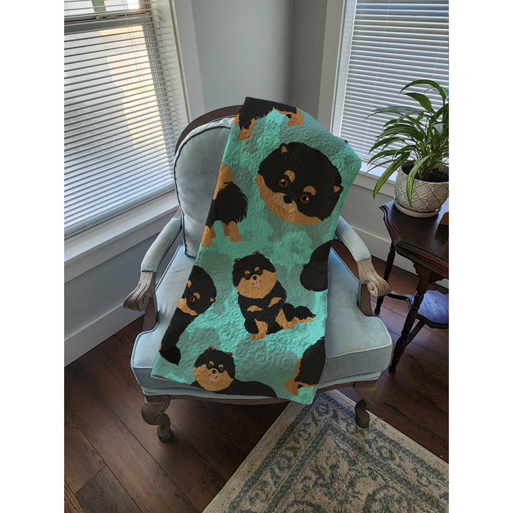 Black and Tan Pomeranian Quilted Blanket 50x60 Image 4