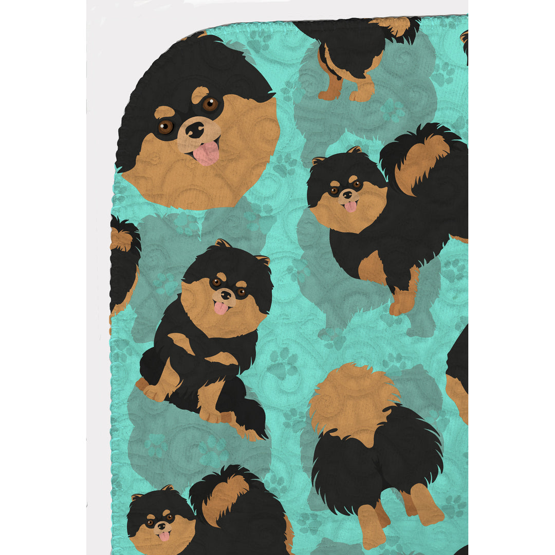 Black and Tan Pomeranian Quilted Blanket 50x60 Image 5