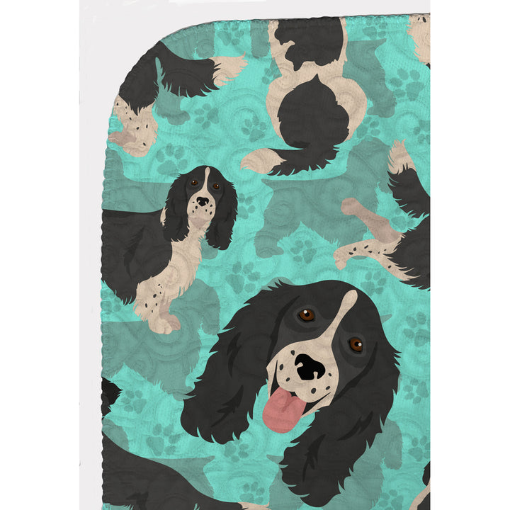 Black and White English Springer Spaniel Quilted Blanket 50x60 Image 5