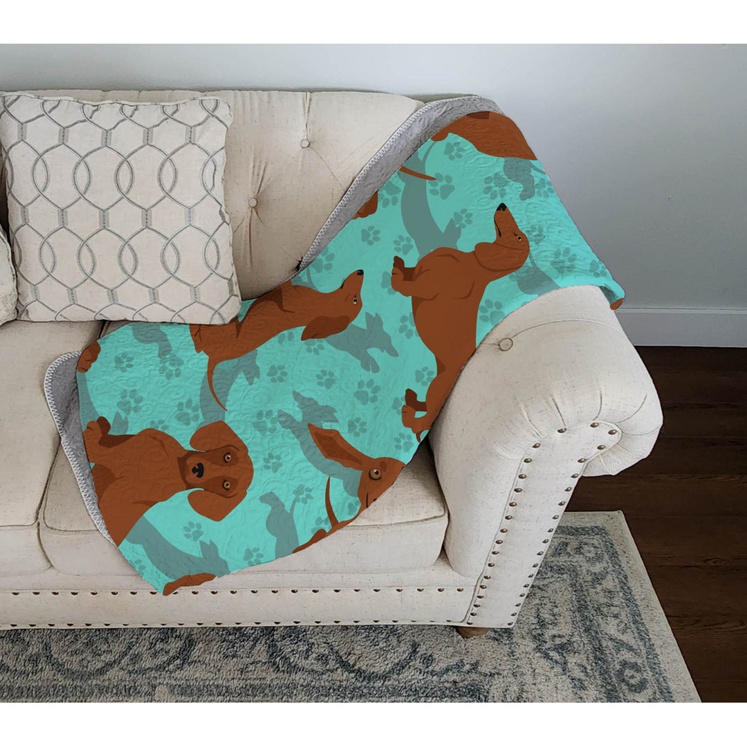 Red Dachshund Quilted Blanket 50x60 Image 3