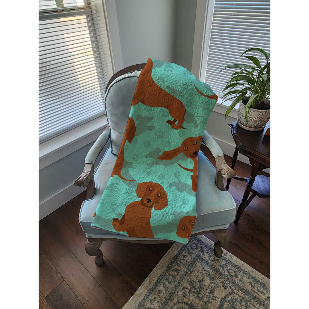 Red Dachshund Quilted Blanket 50x60 Image 4