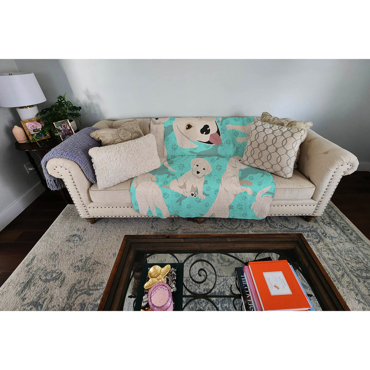 White Cream Labrador Retriever Quilted Blanket 50x60 Image 2