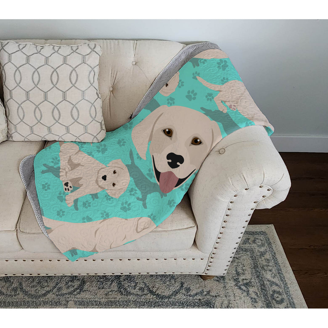 White Cream Labrador Retriever Quilted Blanket 50x60 Image 3