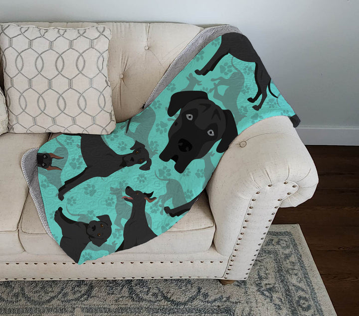 Black Great Dane Quilted Blanket 50x60 Image 3