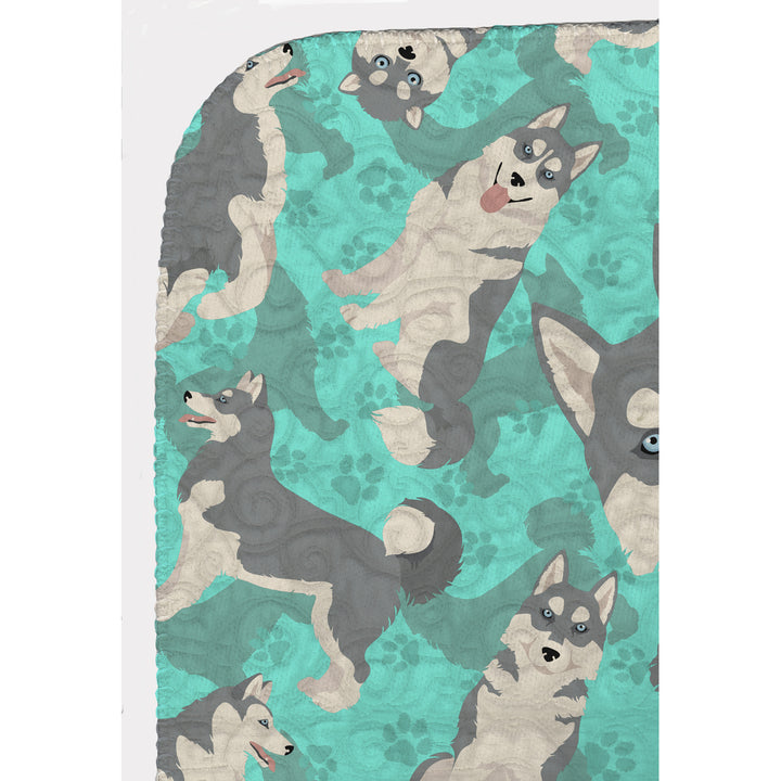 Grey Siberian Husky Quilted Blanket 50x60 Image 5
