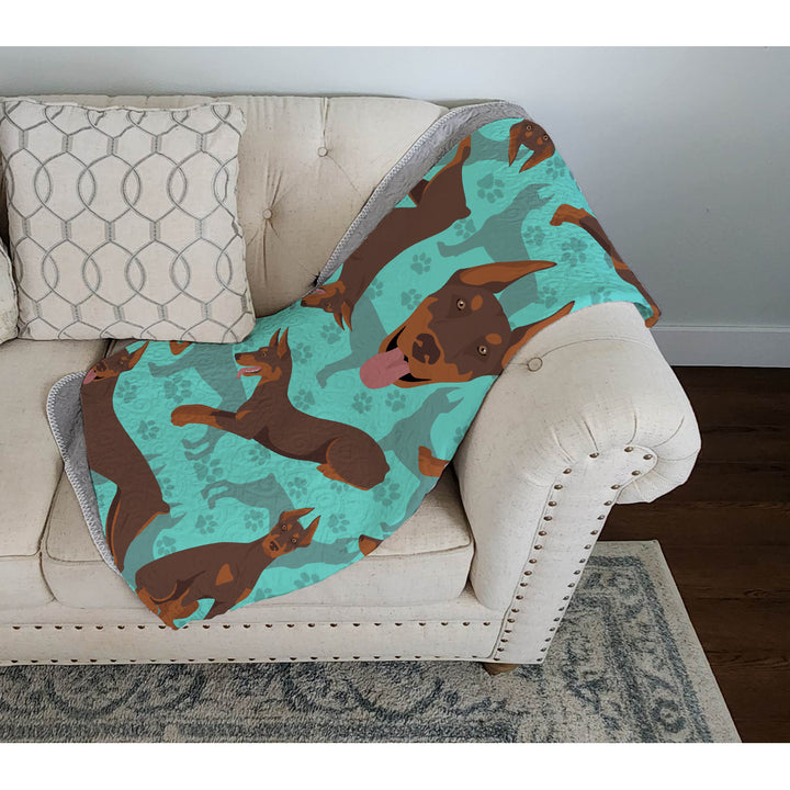 Red Doberman Pinscher Quilted Blanket 50x60 Image 3