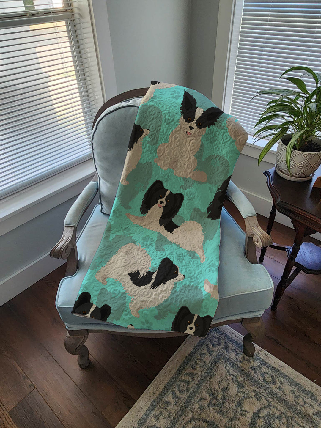 Black and Whtie Papillon Quilted Blanket 50x60 Image 4