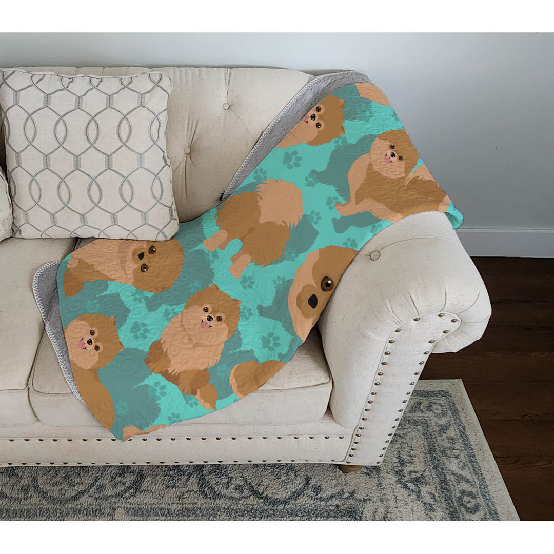 Orange Pomeranian Quilted Blanket 50x60 Image 3