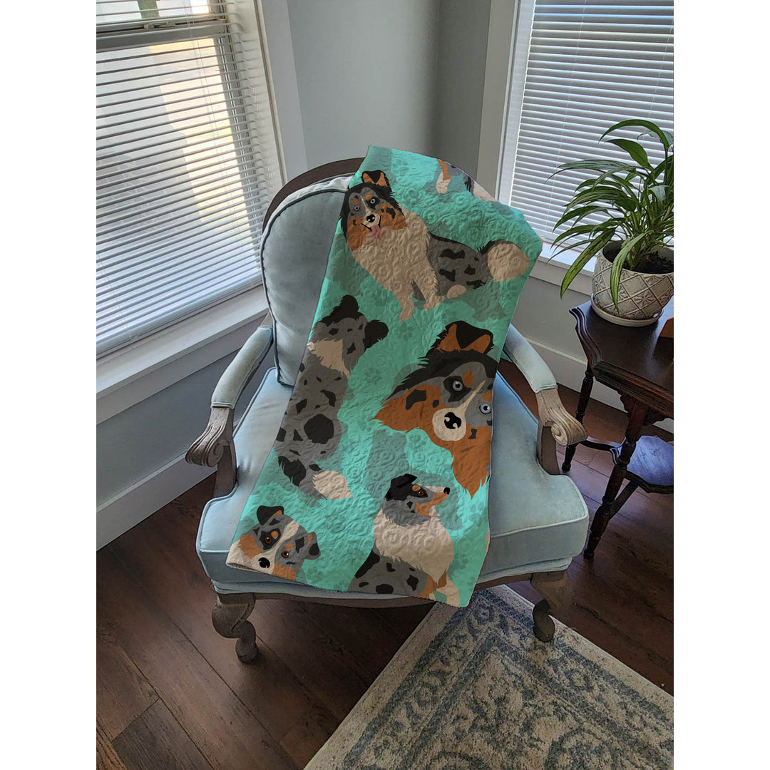 Blue Merle Sheltie Quilted Blanket 50x60 Image 4