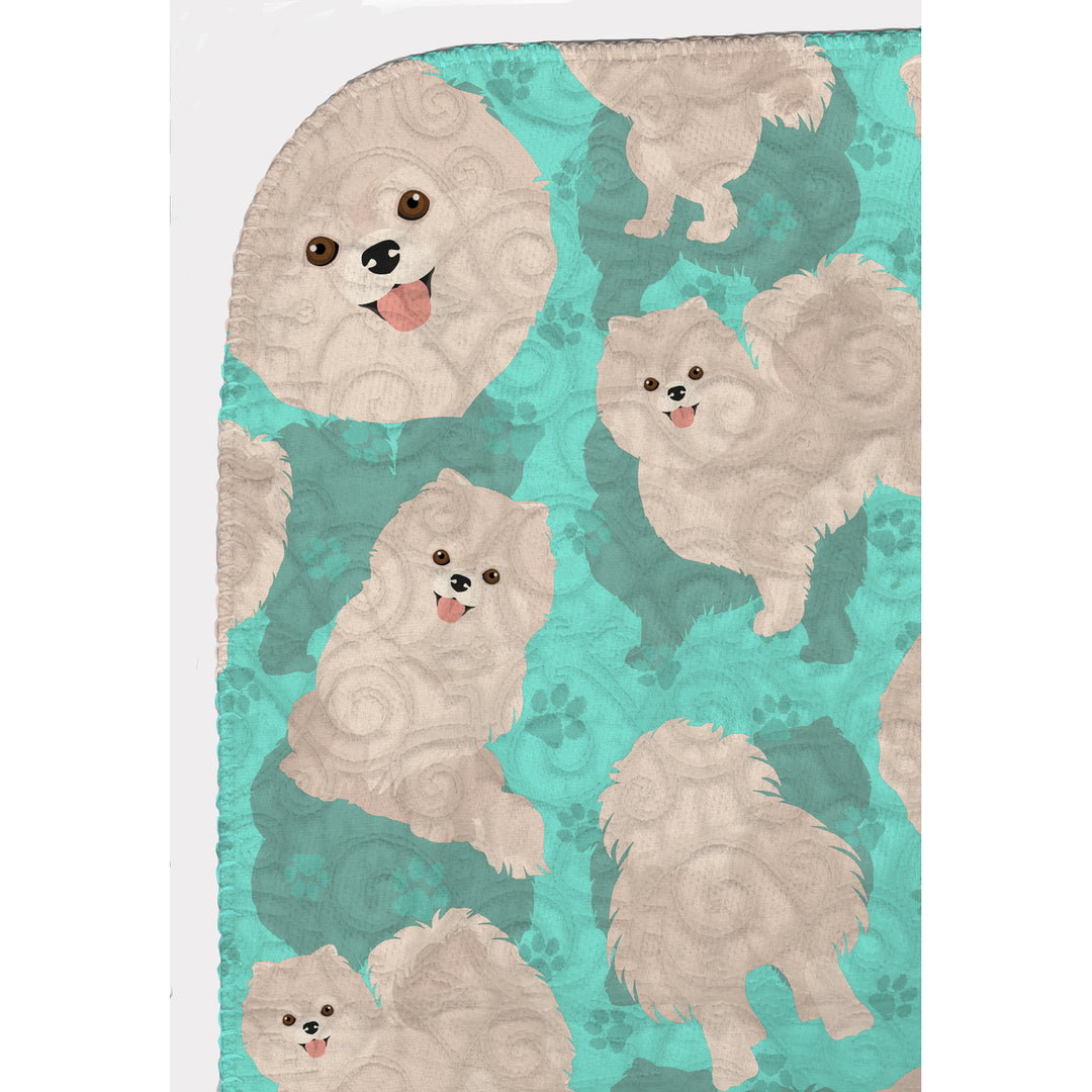 White Pomeranian Quilted Blanket 50x60 Image 5